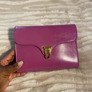 Purple Leather Clutch Bag